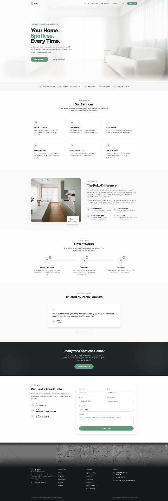 Koko Cleaning — Japanese-Standard Cleaning website in South Perth, WA designed by Core Creative — premium web design studio