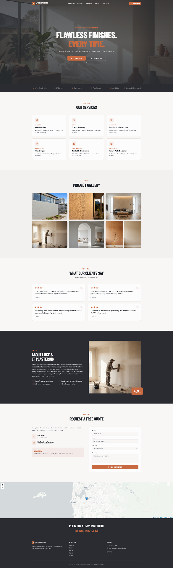 LT Plastering — Plastering & Rendering website in Perth Metro designed by Core Creative — premium web design studio