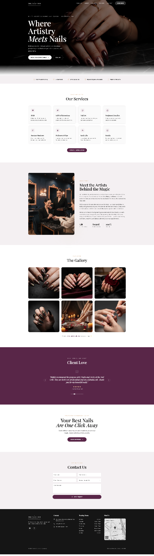 The Nail Crib — Boutique Nail Salon website in Clarkson, WA designed by Core Creative — premium web design studio