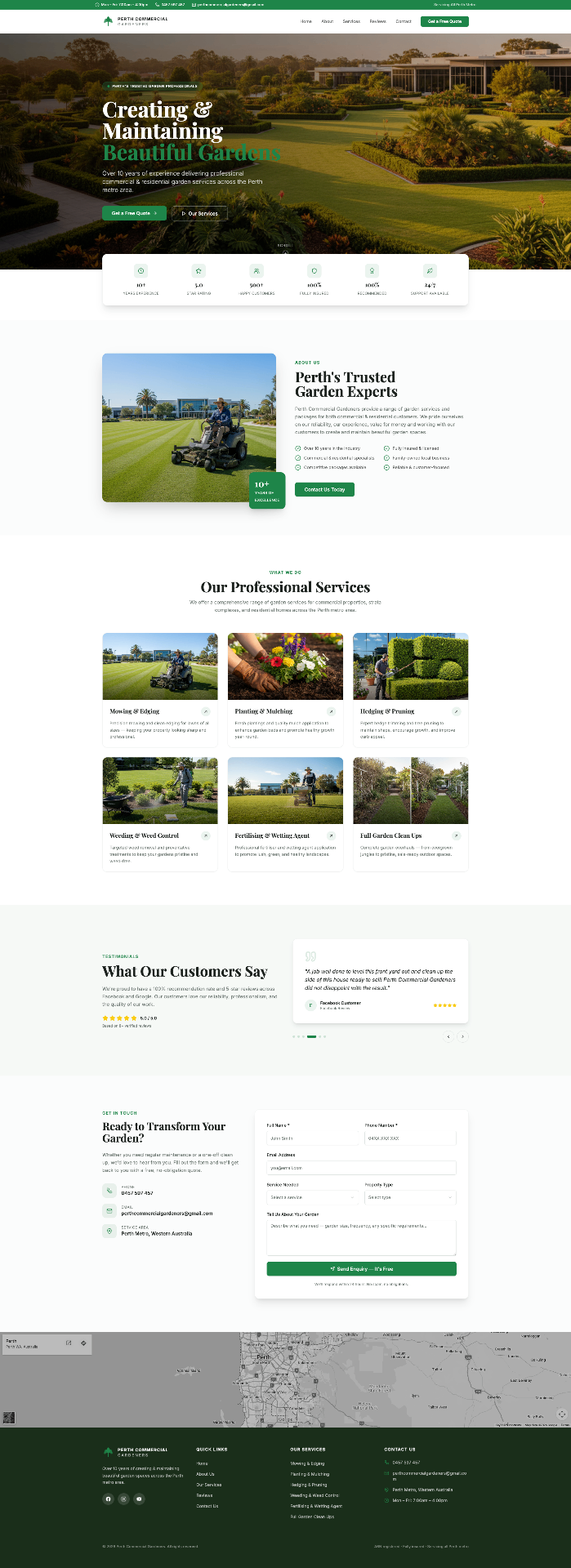 Perth Commercial Gardeners — Commercial Garden Services website in Perth Metro designed by Core Creative — premium web design studio
