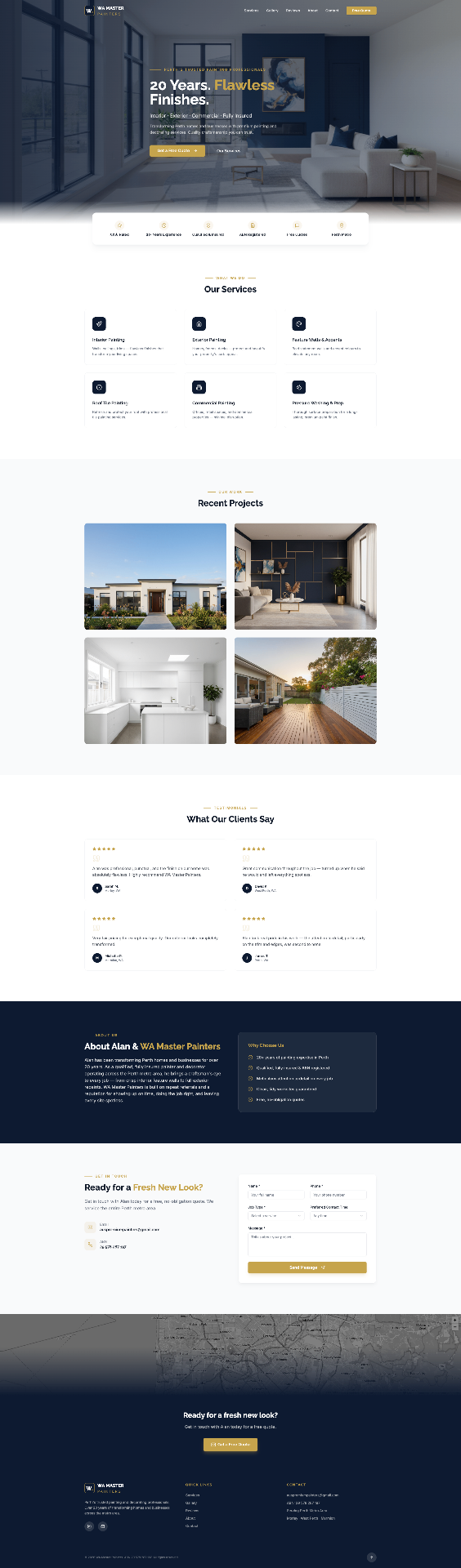 WA Master Painters — Painting Professionals website in Perth Metro designed by Core Creative — premium web design studio